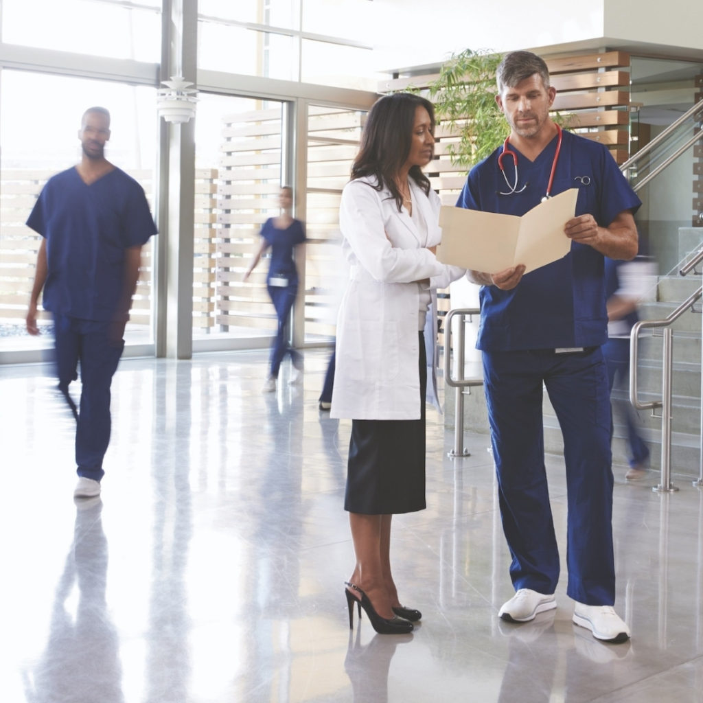 Healthcare Uniforms in lobby General Linen