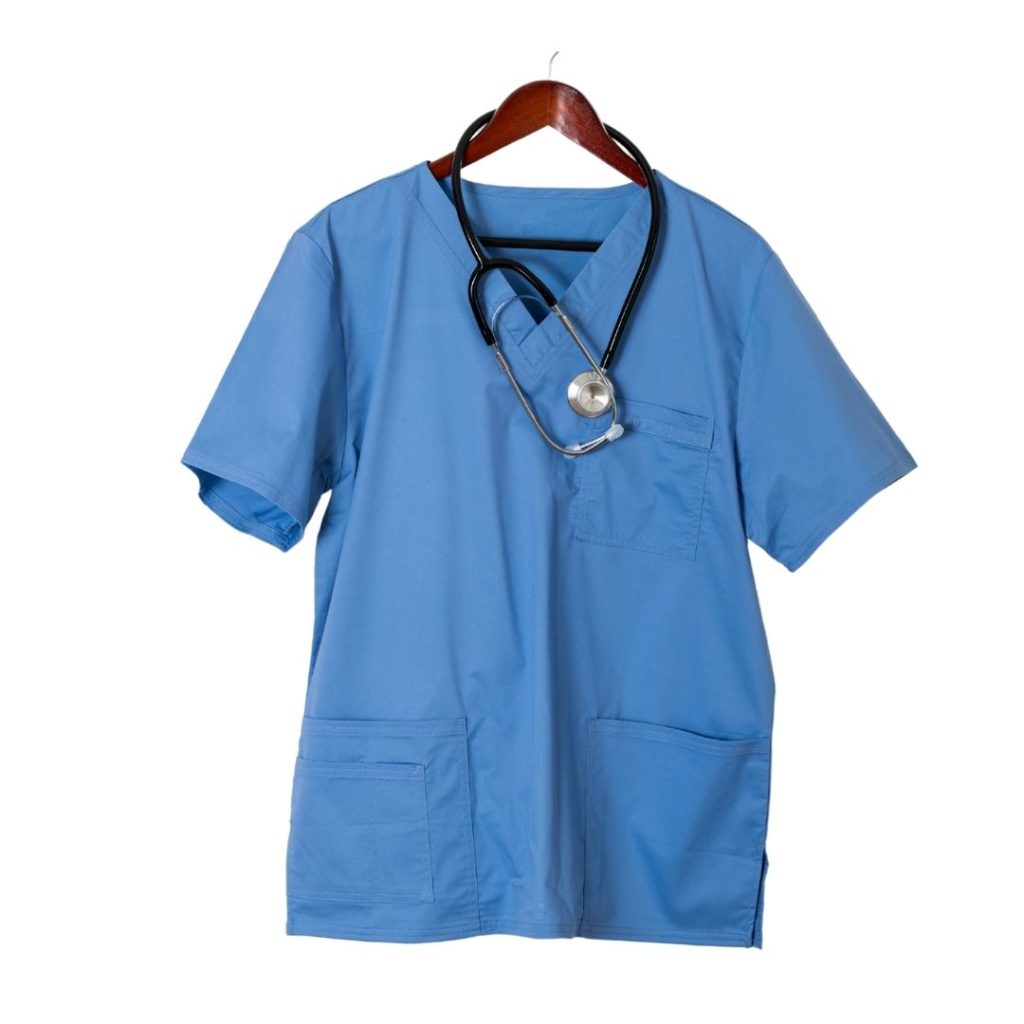 Blue Scrubs on a Hanger